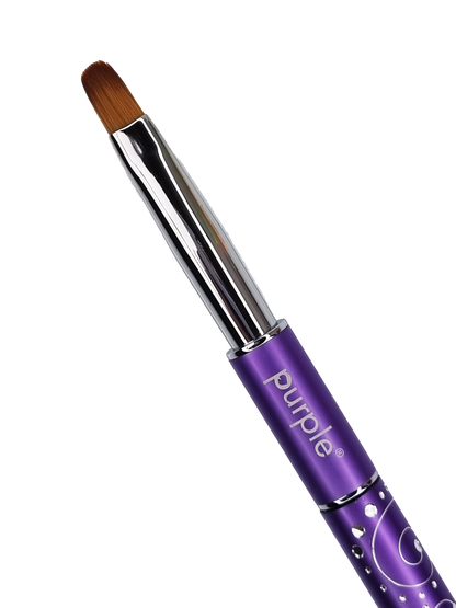 Nylon Oval Gel and Acrygel Brush #8 (metallic handle) - Pipa Cosmetics Purple Professional®