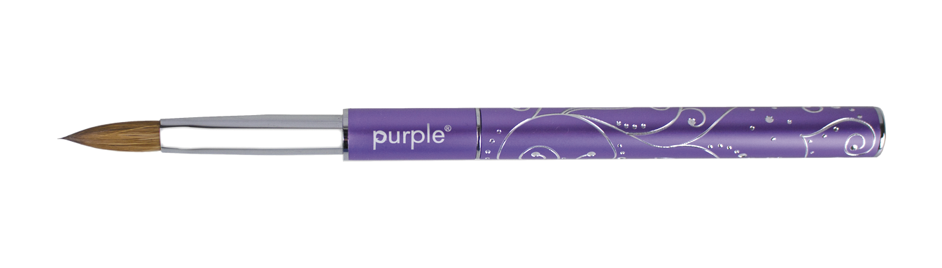 Oval Acrylic Brush 100% Kolinsky #8 (metallic handle) - Pipa Cosmetics Purple Professional®