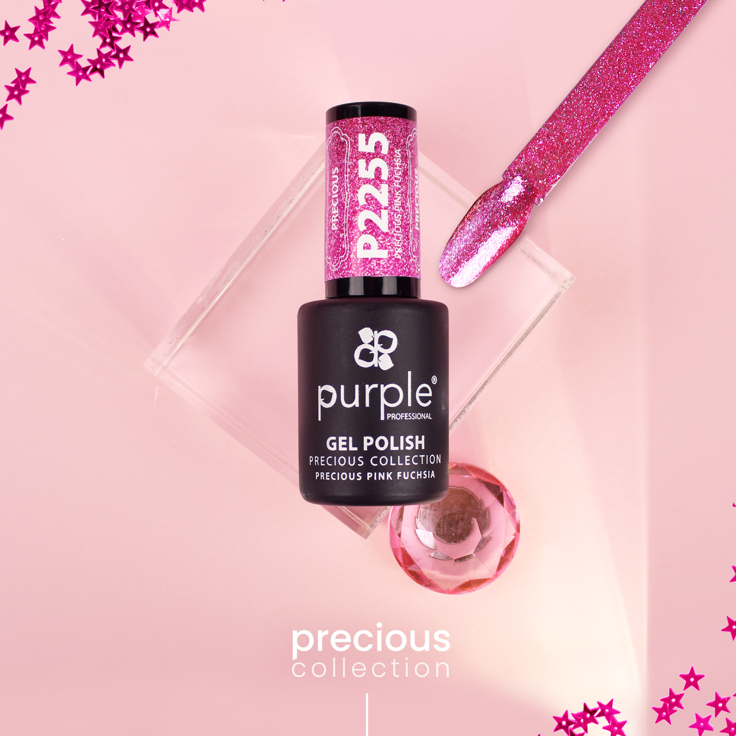 Gel Polish Precious Pink Fuchsia  glitter