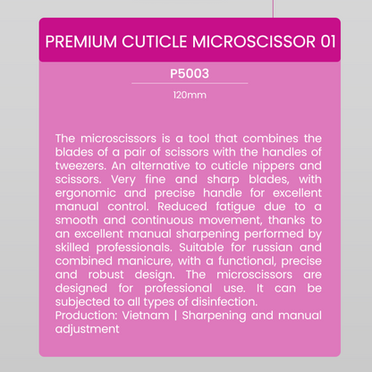 Premium Cuticle Microscissor 01 120mm Japanese Stainless Steel