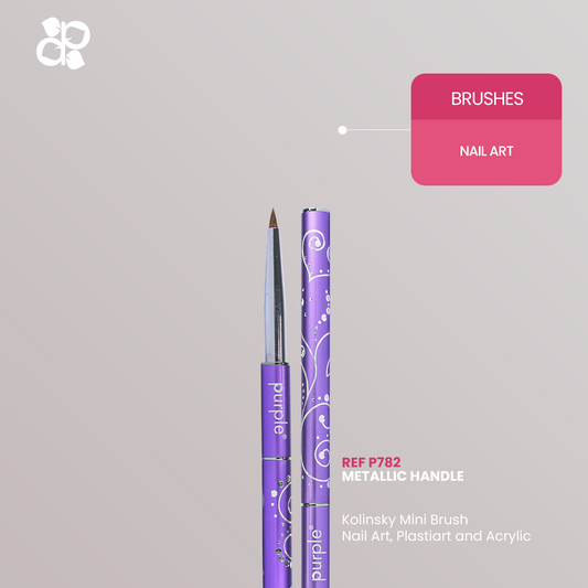Mini Nail Art Plastiart And Acrylic Kolinsky Brush (metallic handle)