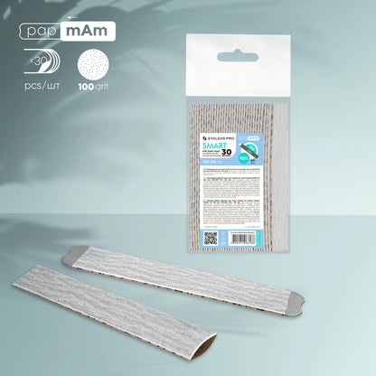 PapmAm disposable files (soft base) for SMART 20 straight nail file  100 grit (30 units) - Pipa Cosmetics Staleks Pro