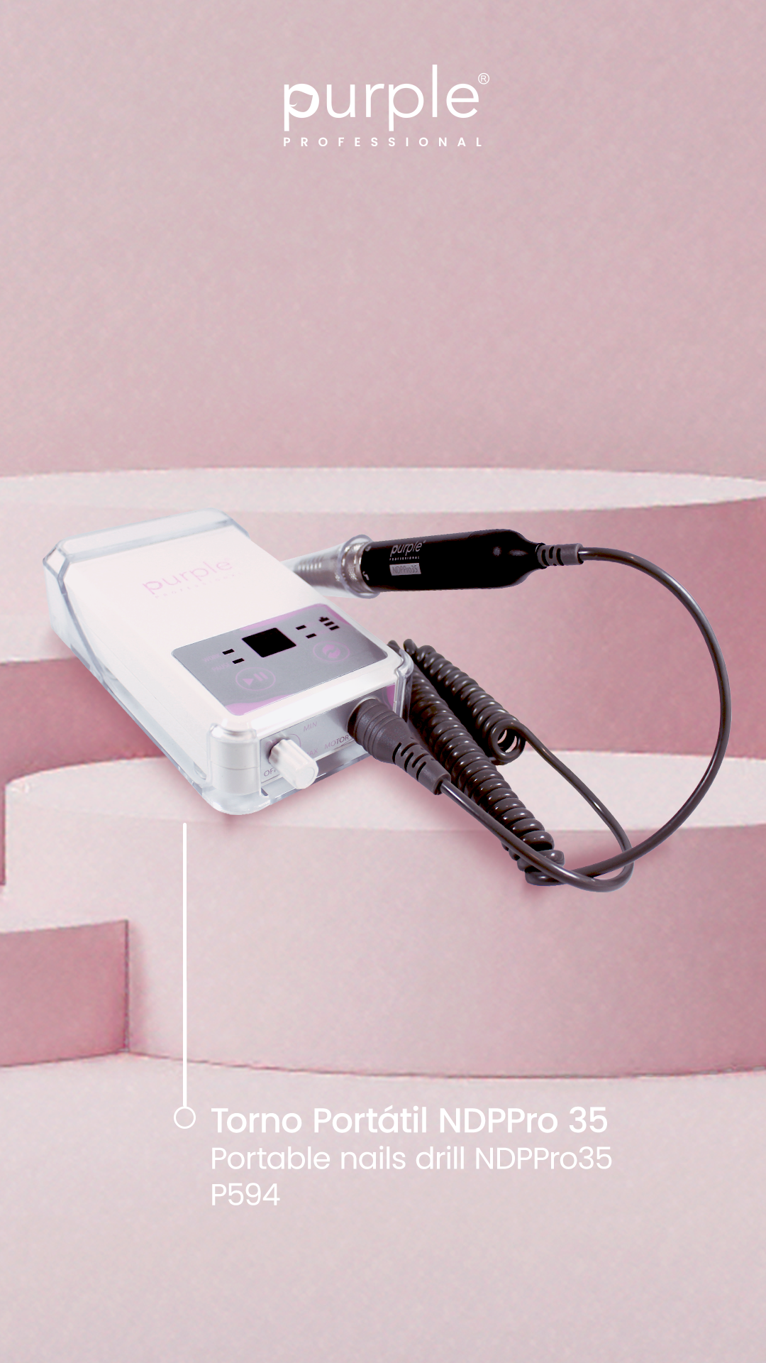 Portable Nail Drill NDPPRO35 - Pipa Cosmetics Purple Professional®
