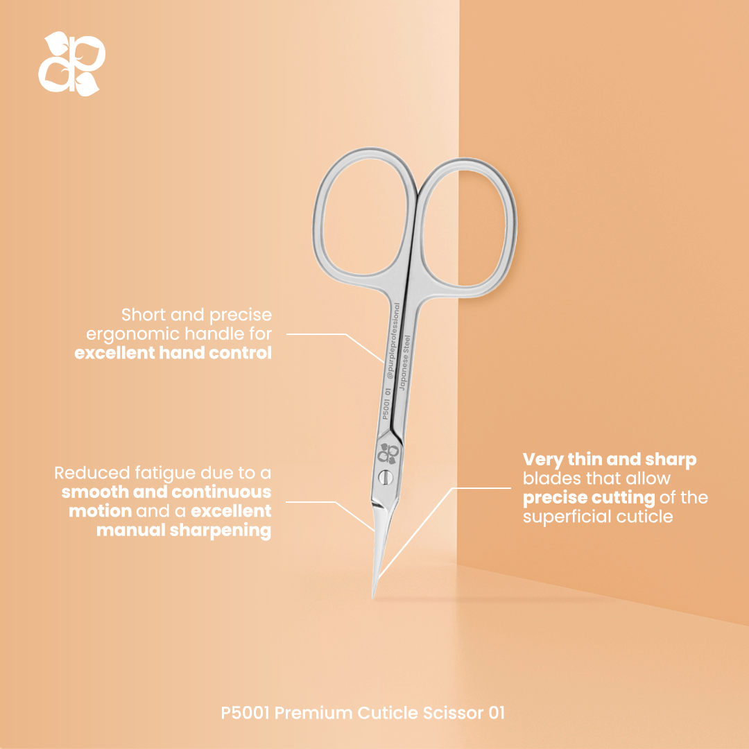 Premium Cuticle Scissor 01 96mm (japanese stainless steel) - Pipa Cosmetics Purple Professional®