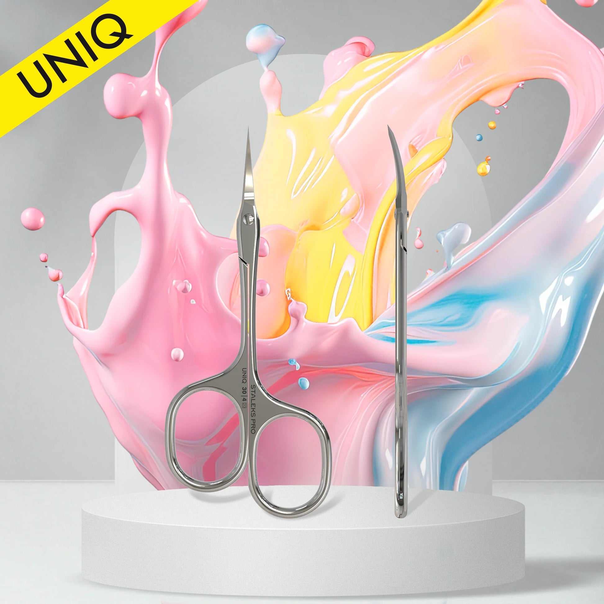 Professional cuticle scissors "Asymmetrical" UNIQ 30 TYPE 4 - Pipa Cosmetics Staleks Pro