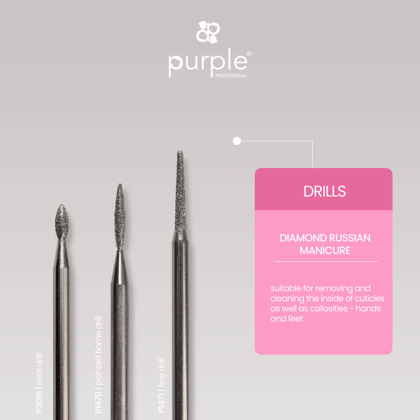 Russian Manicure Nail Drill - Flame 1.4x8.3mm (medium) - Pipa Cosmetics Purple Professional®