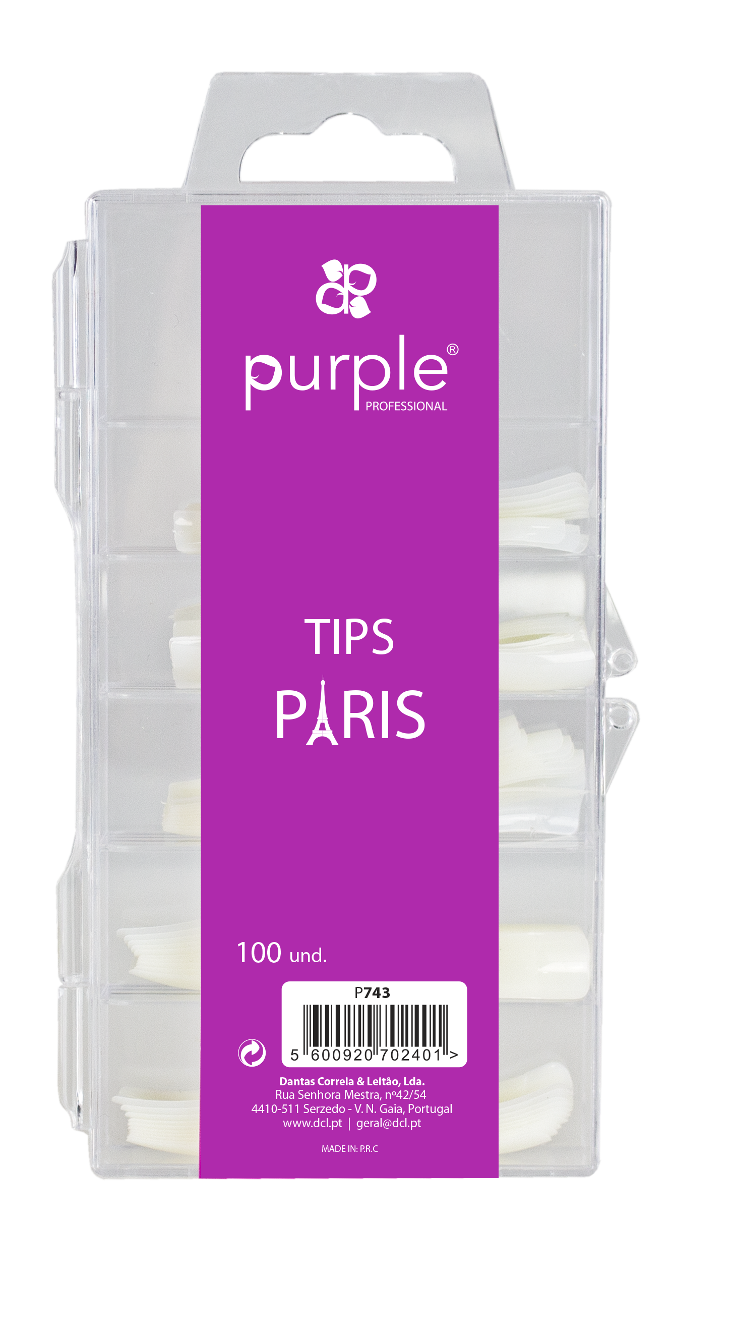 Tips Paris Natural 100 uni. - Pipa Cosmetics Purple Professional®