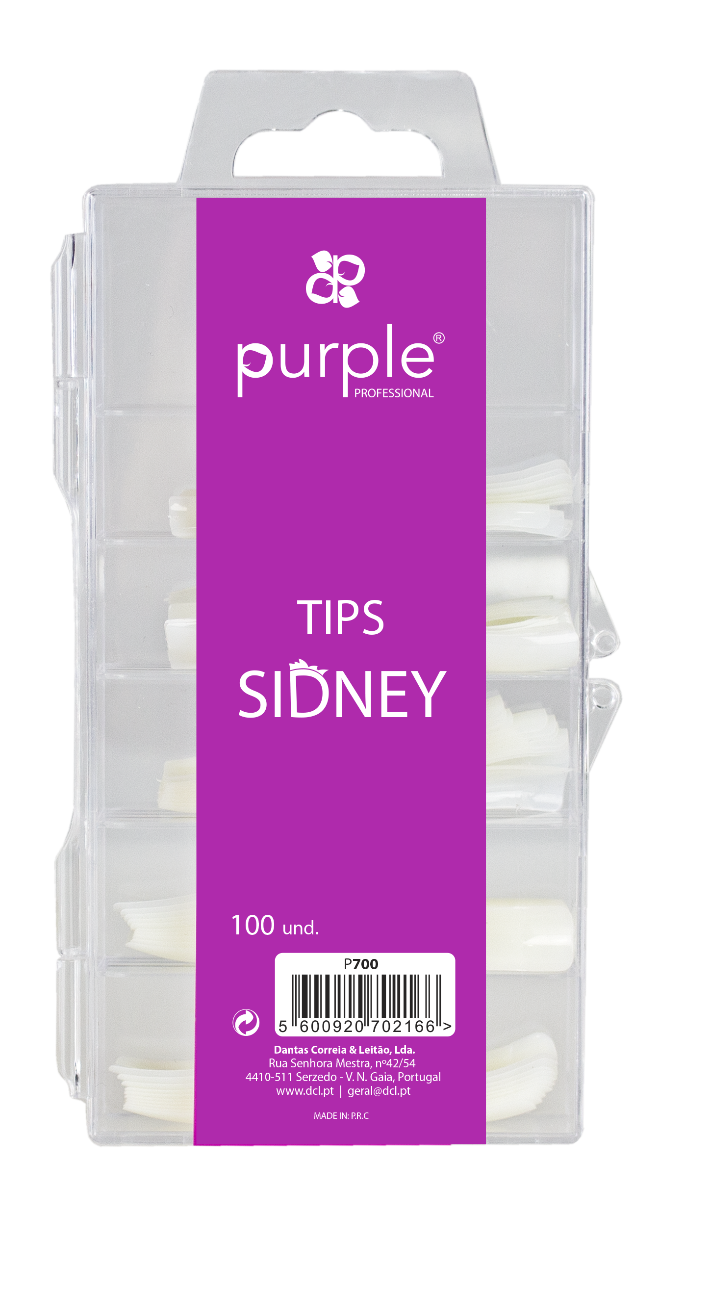 Tips Sidney Natural 100uni - Pipa Cosmetics Purple Professional®