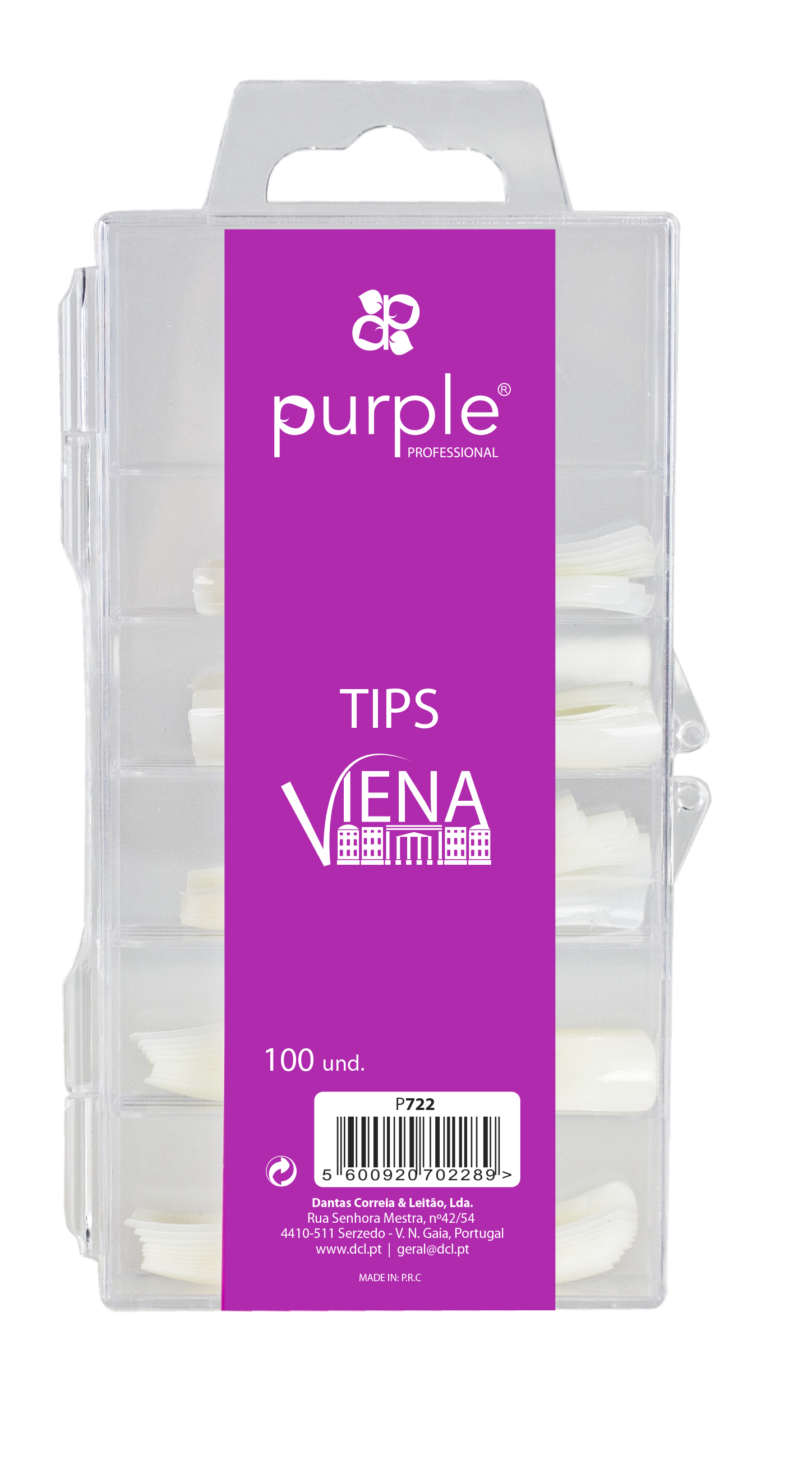 Tips Viena Natural 100uni - Pipa Cosmetics Purple Professional®
