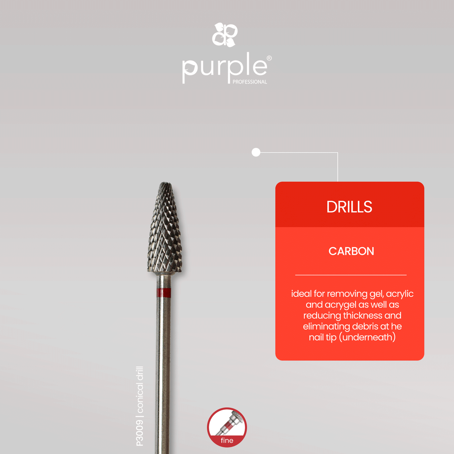 Tungsten Nail Drill - Oval 5x13mm (fine) - Pipa Cosmetics Purple Professional®