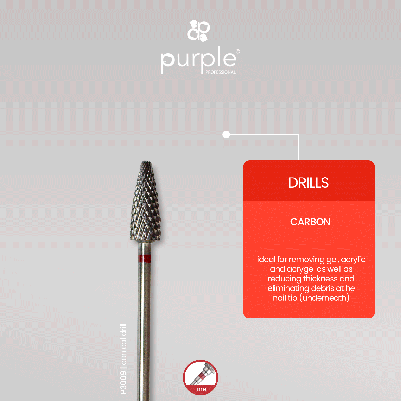 Tungsten Nail Drill - Oval 5x13mm (fine) - Pipa Cosmetics Purple Professional®