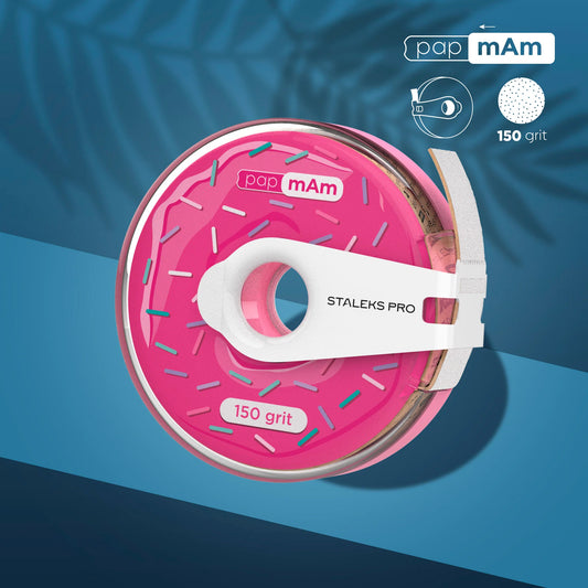 White disposable abrasive tape papmAm EXPERT in a plastic case STALEKS PRO 150 grit - Pipa Cosmetics Staleks Pro