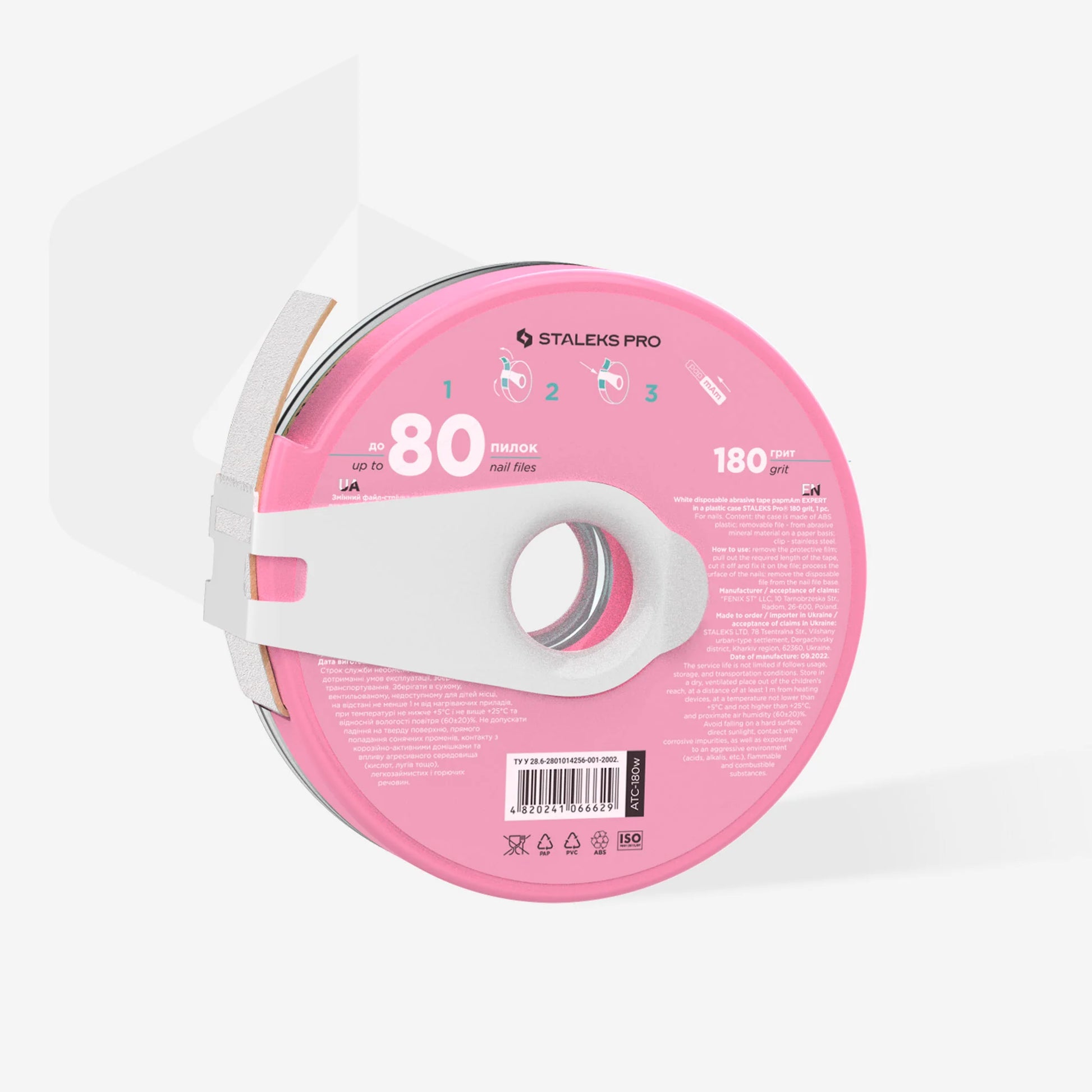 White disposable abrasive tape papmAm EXPERT in a plastic case STALEKS PRO 180 grit - Pipa Cosmetics Staleks Pro