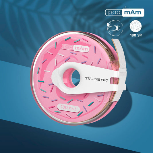 White disposable abrasive tape papmAm EXPERT in a plastic case STALEKS PRO 180 grit - Pipa Cosmetics Staleks Pro