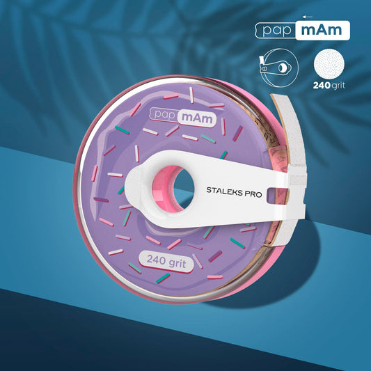 White disposable abrasive tape papmAm EXPERT in a plastic case STALEKS PRO 240 grit - Pipa Cosmetics Staleks Pro