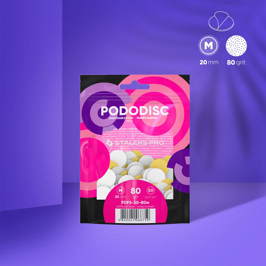 White disposable files with a soft foam layer for pedicure disc PODODISC STALEKS PRO M 80 grit (50 pcs) - Pipa Cosmetics Staleks Pro