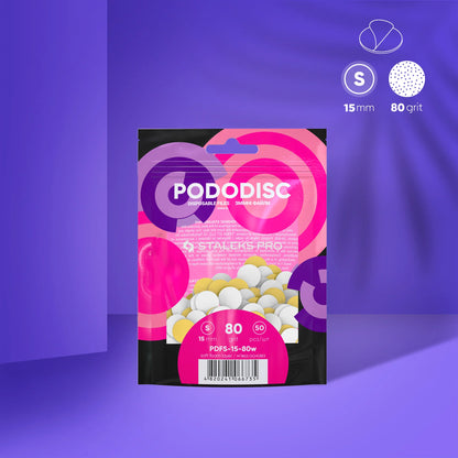 White disposable files with a soft foam layer for pedicure disc PODODISC STALEKS PRO S 80 grit (50 pcs) - Pipa Cosmetics Staleks Pro