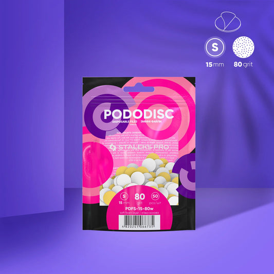 White disposable files with a soft foam layer for pedicure disc PODODISC STALEKS PRO S 80 grit (50 pcs) - Pipa Cosmetics Staleks Pro