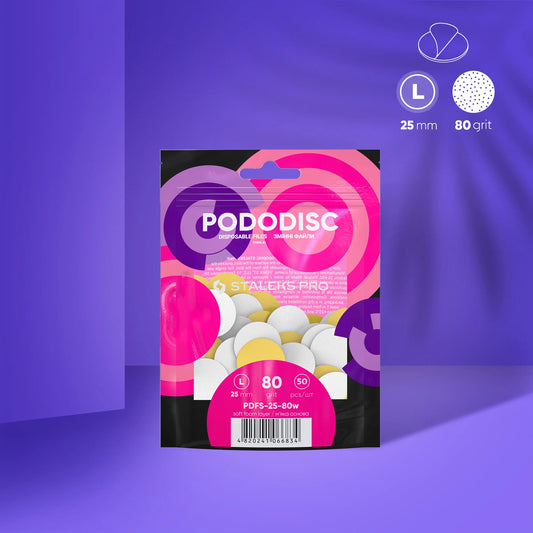 White disposable files with a soft foam layer for soft disc PODODISC STALEKS PRO L 80 grit (50 pcs) - Pipa Cosmetics Staleks Pro