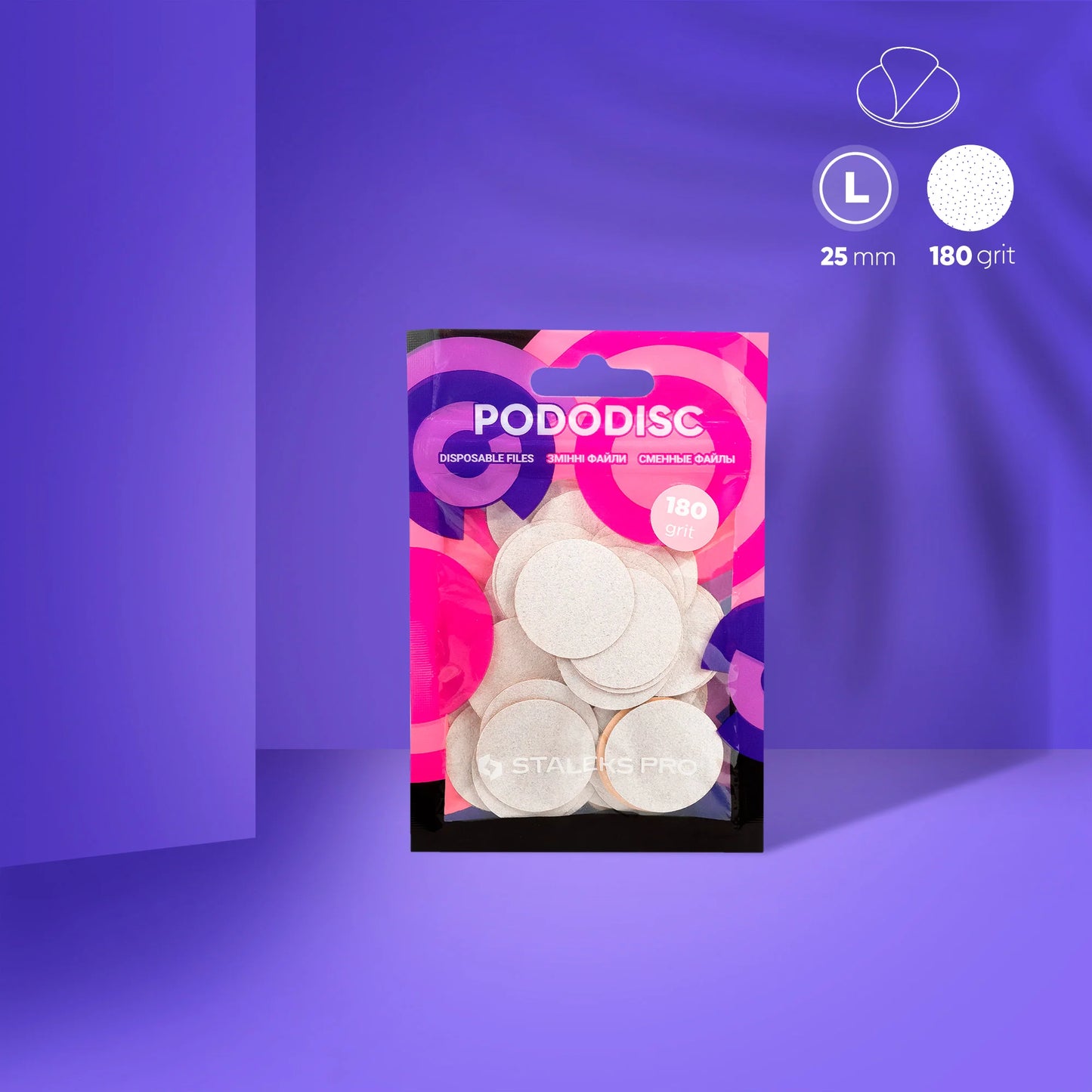 White refill pads for pedicure disc PODODISC STALEKS PRO L 180 grit (50 pc) - Pipa Cosmetics Staleks Pro