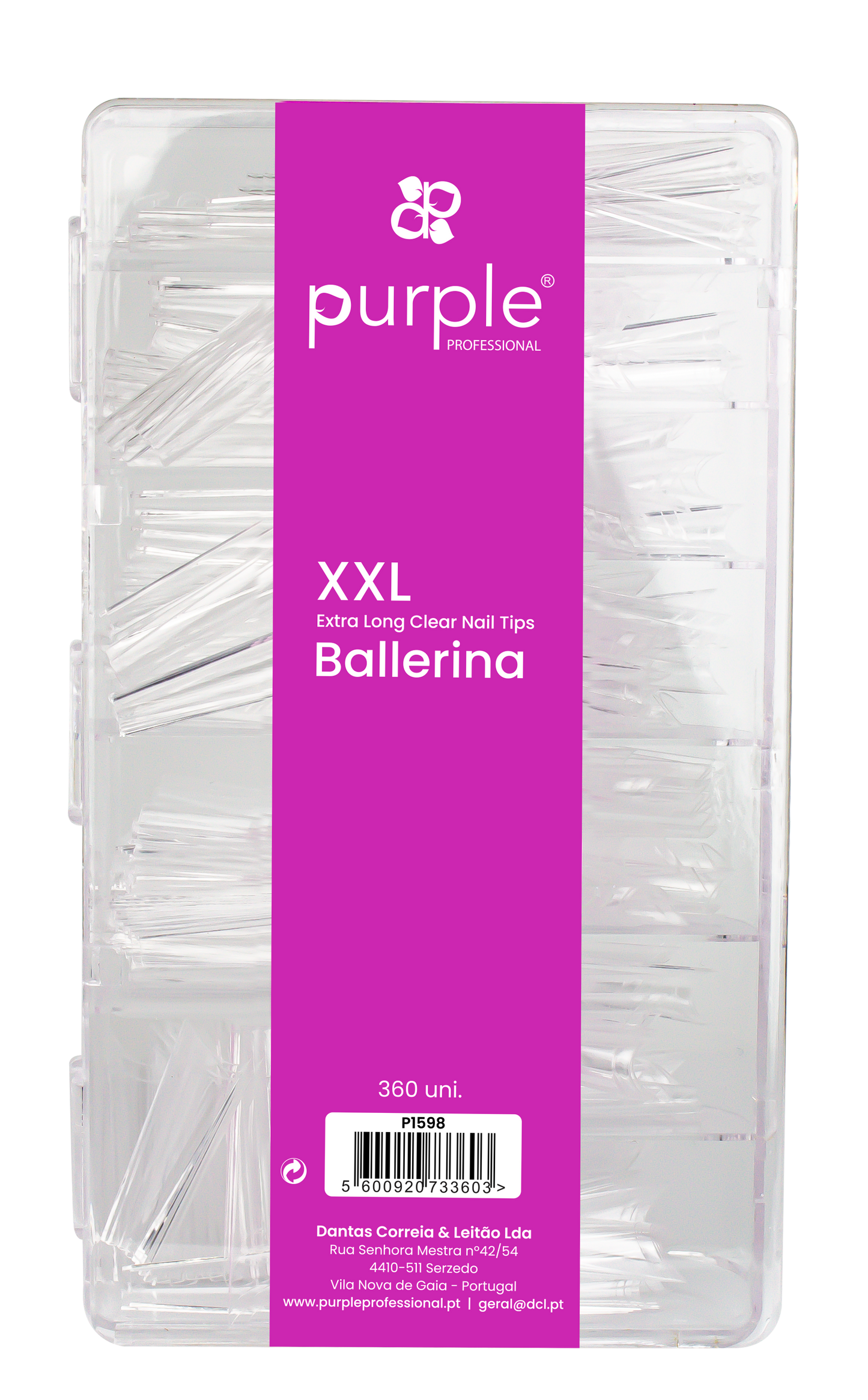 XXL Extra Long Ballerina Clear Nail Tips - Pipa Cosmetics Purple Professional®
