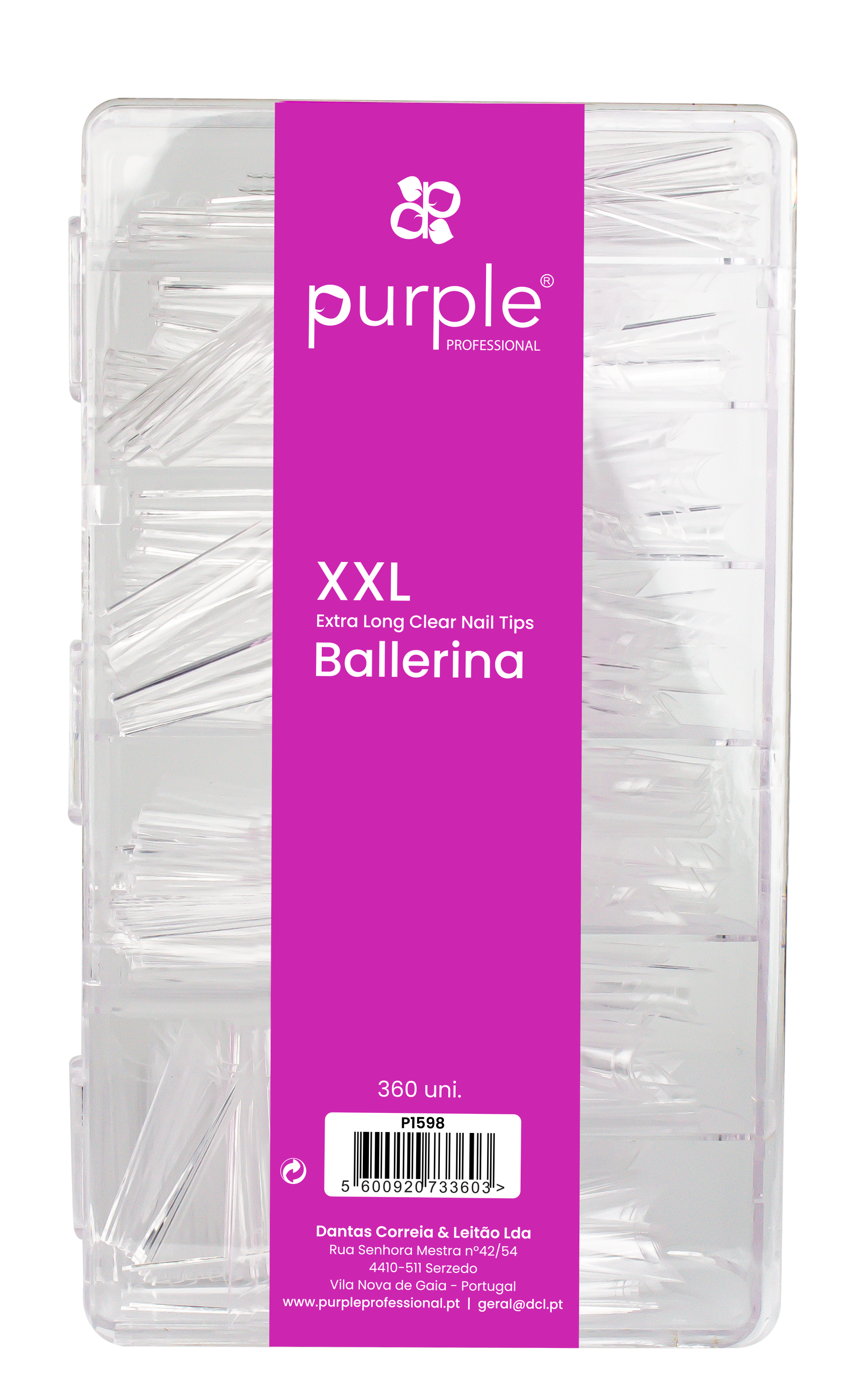 XXL Extra Long Ballerina Clear Nail Tips - Pipa Cosmetics Purple Professional®