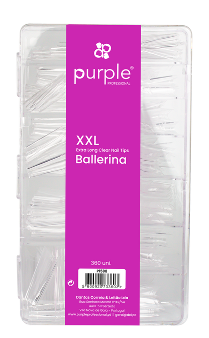 XXL Extra Long Ballerina Clear Nail Tips - Pipa Cosmetics Purple Professional®