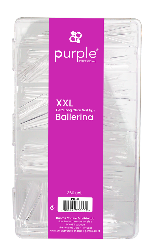 XXL Extra Long Ballerina Clear Nail Tips - Pipa Cosmetics Purple Professional®