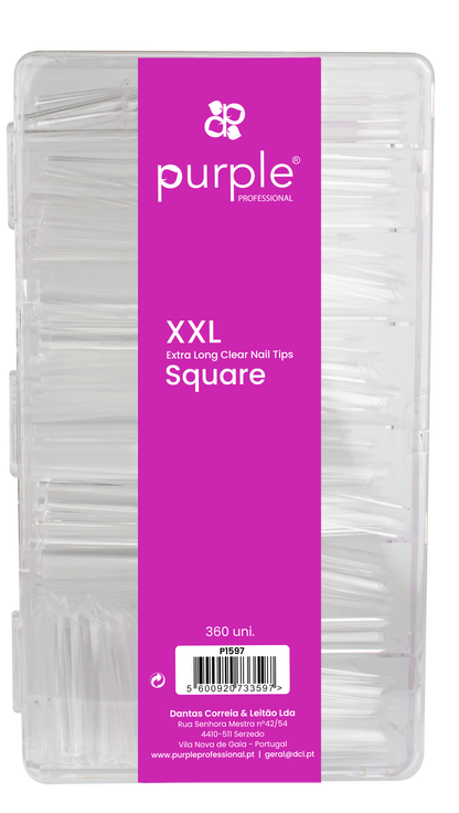 XXL Extra Long Square Clear Nail Tips - Pipa Cosmetics Purple Professional®