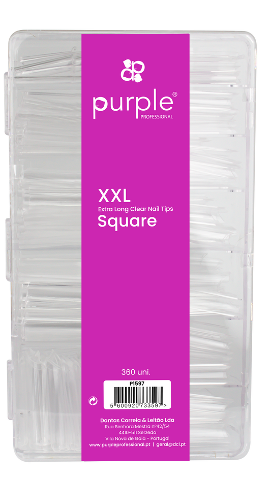 XXL Extra Long Square Clear Nail Tips - Pipa Cosmetics Purple Professional®