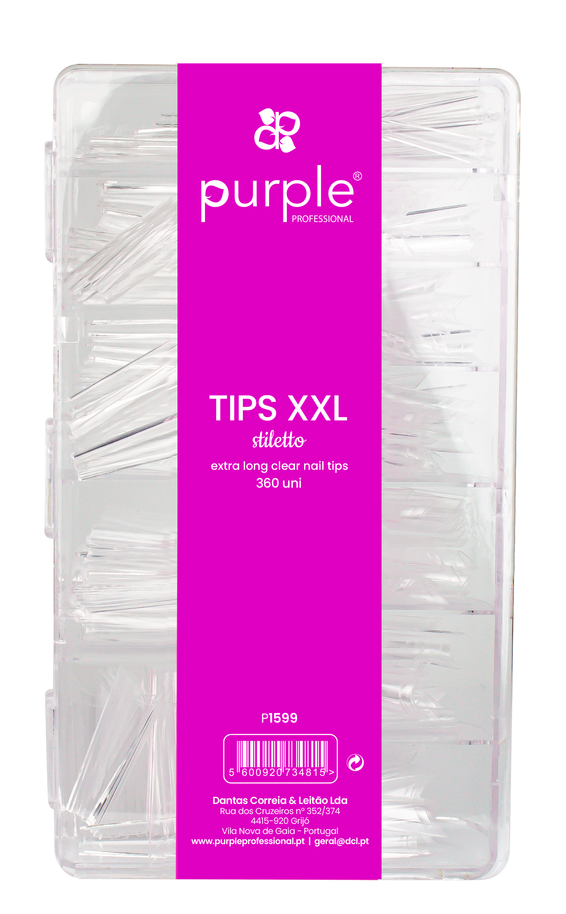 XXL Extra Long Stiletto Clear Nail Tips - Pipa Cosmetics Purple Professional®