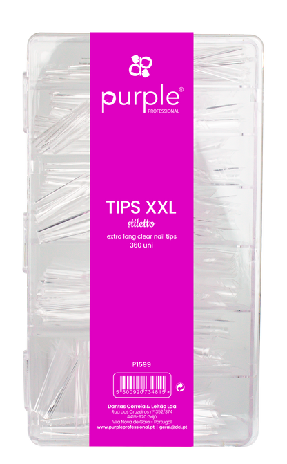 XXL Extra Long Stiletto Clear Nail Tips - Pipa Cosmetics Purple Professional®