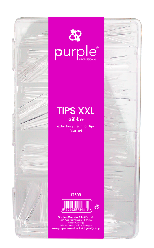 XXL Extra Long Stiletto Clear Nail Tips - Pipa Cosmetics Purple Professional®